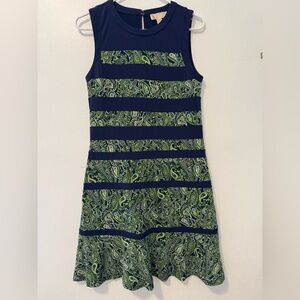 Michael Kors Blue and Green A-Line Midi Dress